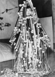 Tanaka Atsuko wearing Electric Dress (1956) at 2nd Gutai Art Exhibition